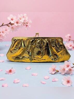 1960 Vintage Tarkor Bags Gold Metallic Frame Clutch - Women Bags